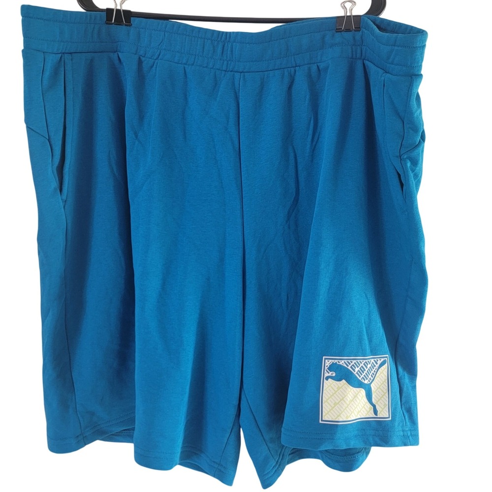 Puma NWT Athletic Shorts Graphic Logo Activewear Casual‎ Blue 4XL